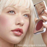 Woman wearing creme cheek + lip color