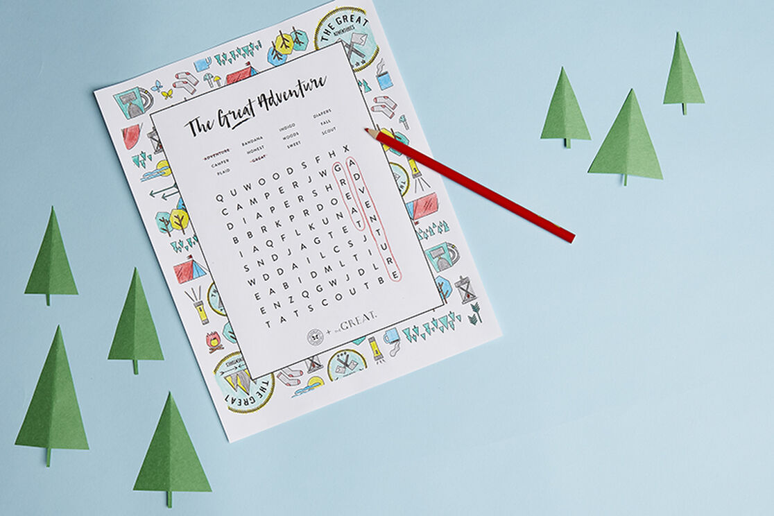 The Great Adventure: Coloring Page + Word Search