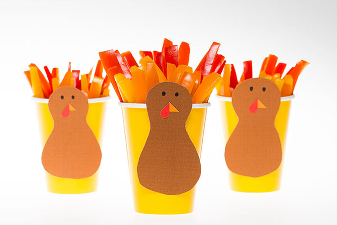 Gobble, Gobble! Snack on a Festive Veggie Hummus Cup