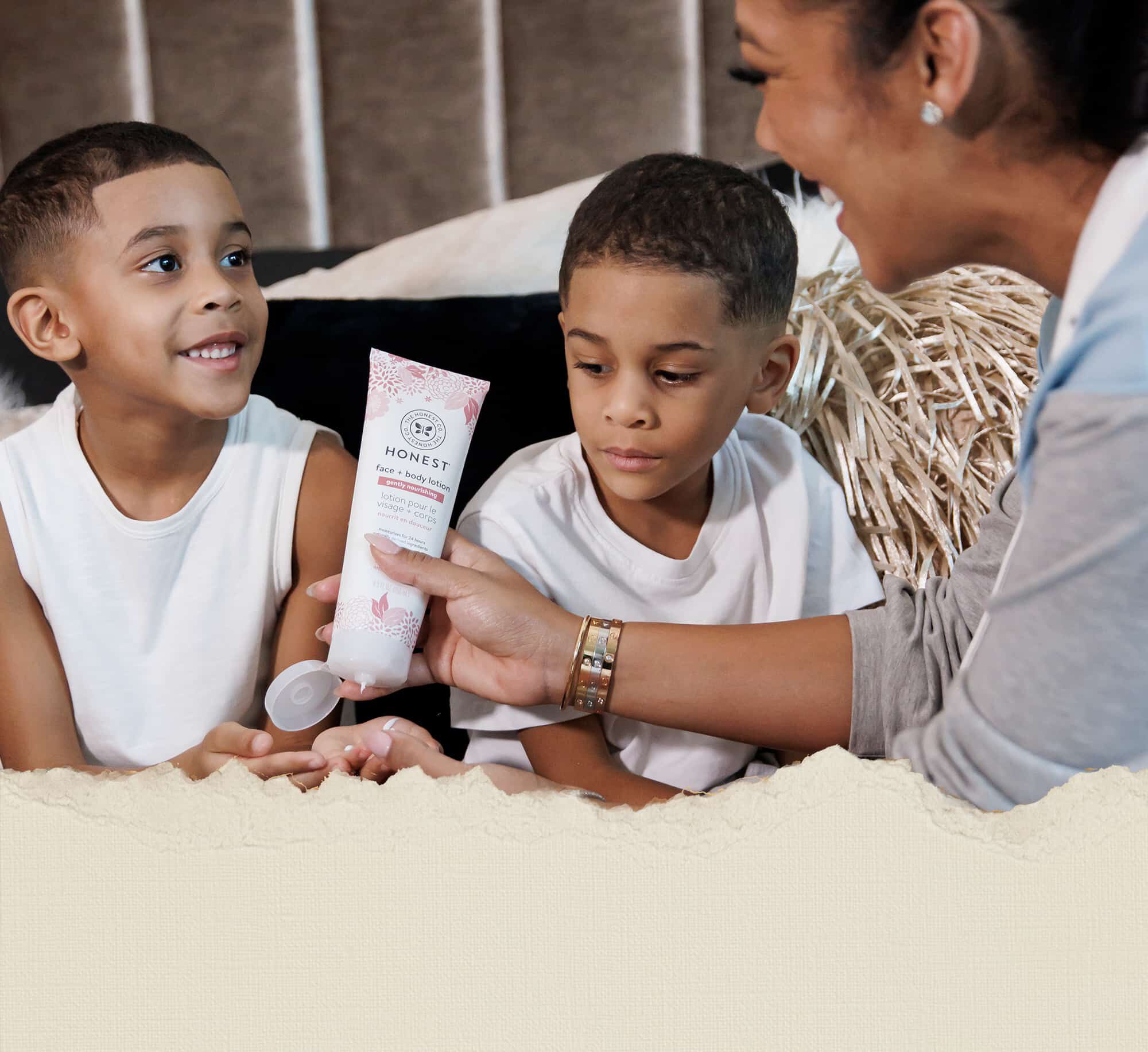 Family using Honest face + body lotion