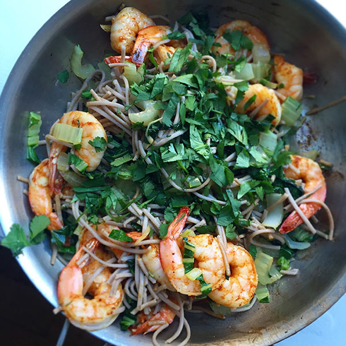 Date Night Dinner: Seared Shrimp with Soba Noodles