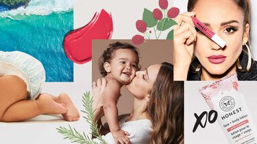 a collage with various colors and images of mom and baby and beauty model