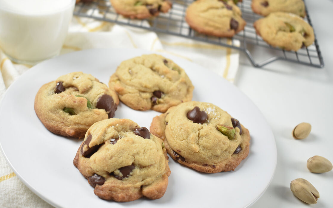 Ayesha Curry's Pistachio and Dark Chocolate Brown Butter Cookies