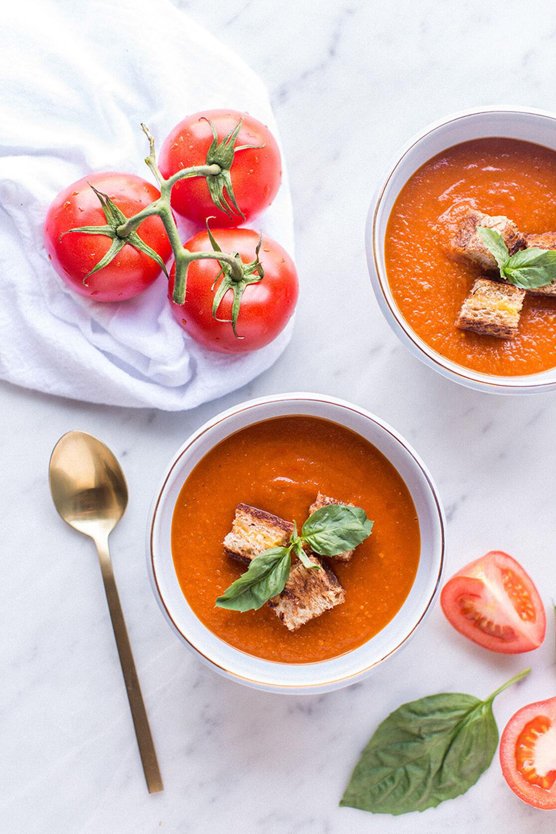 DIY Roasted Tomato Soup with Grilled Cheese Croutons