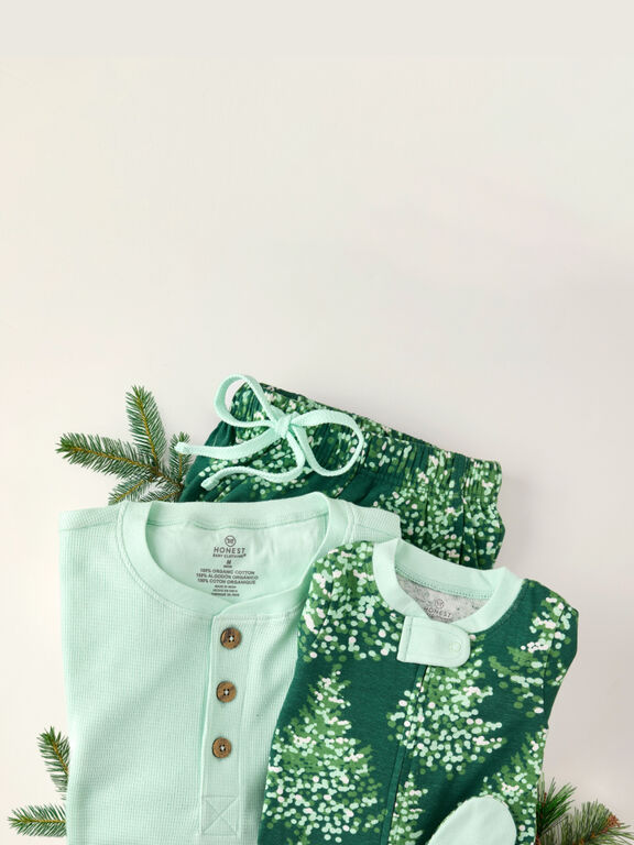 Honest Baby Clothing Fam Jams 2025 green pajama assortment