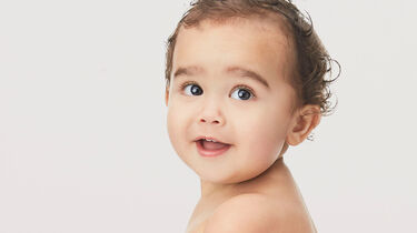 close up of a baby's face