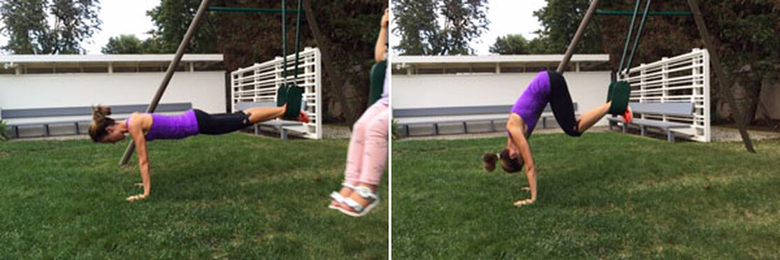 At the Park! Plank with a Knee Curl