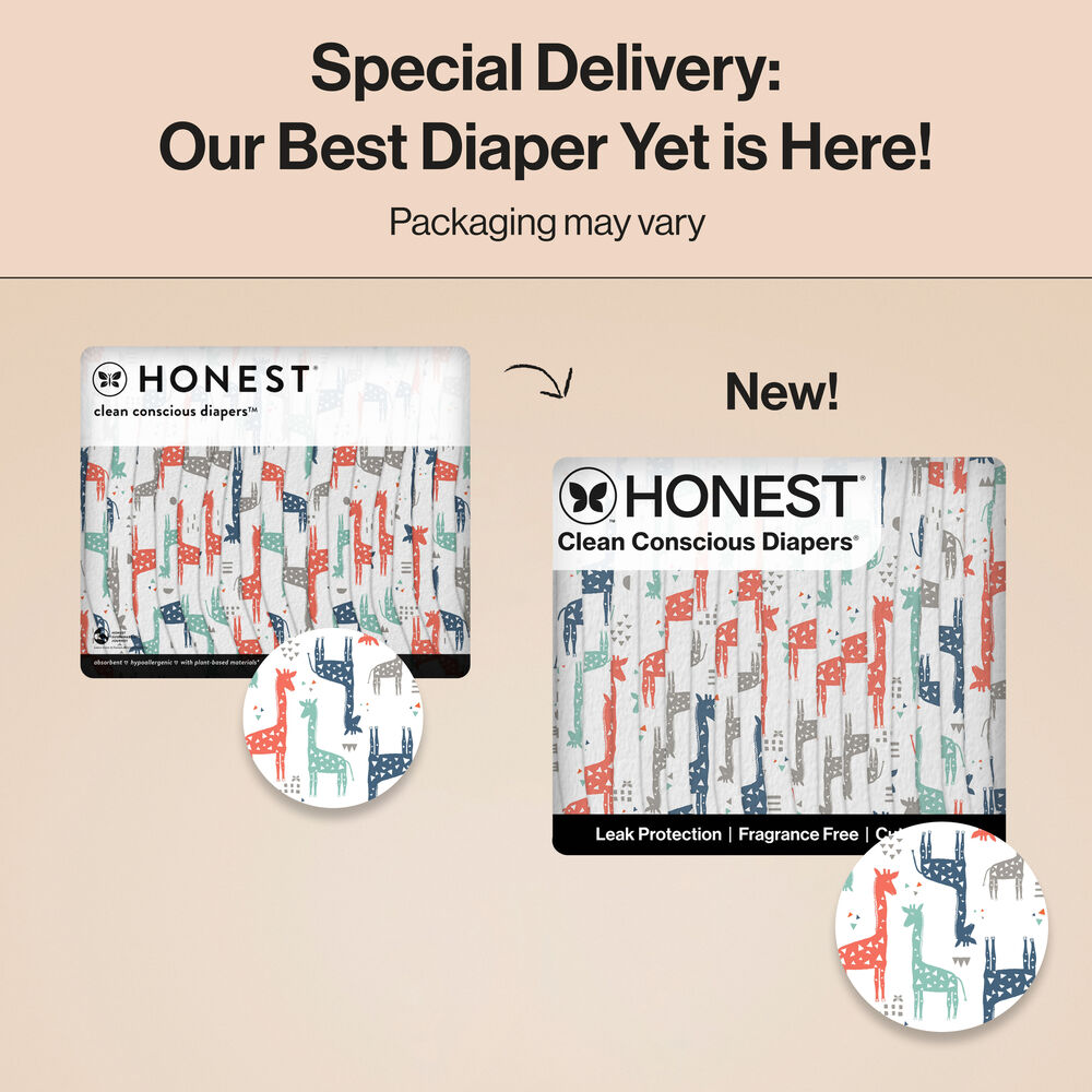 Honest Clean Conscious Diaper®, Multi-Colored Giraffes, Size 2