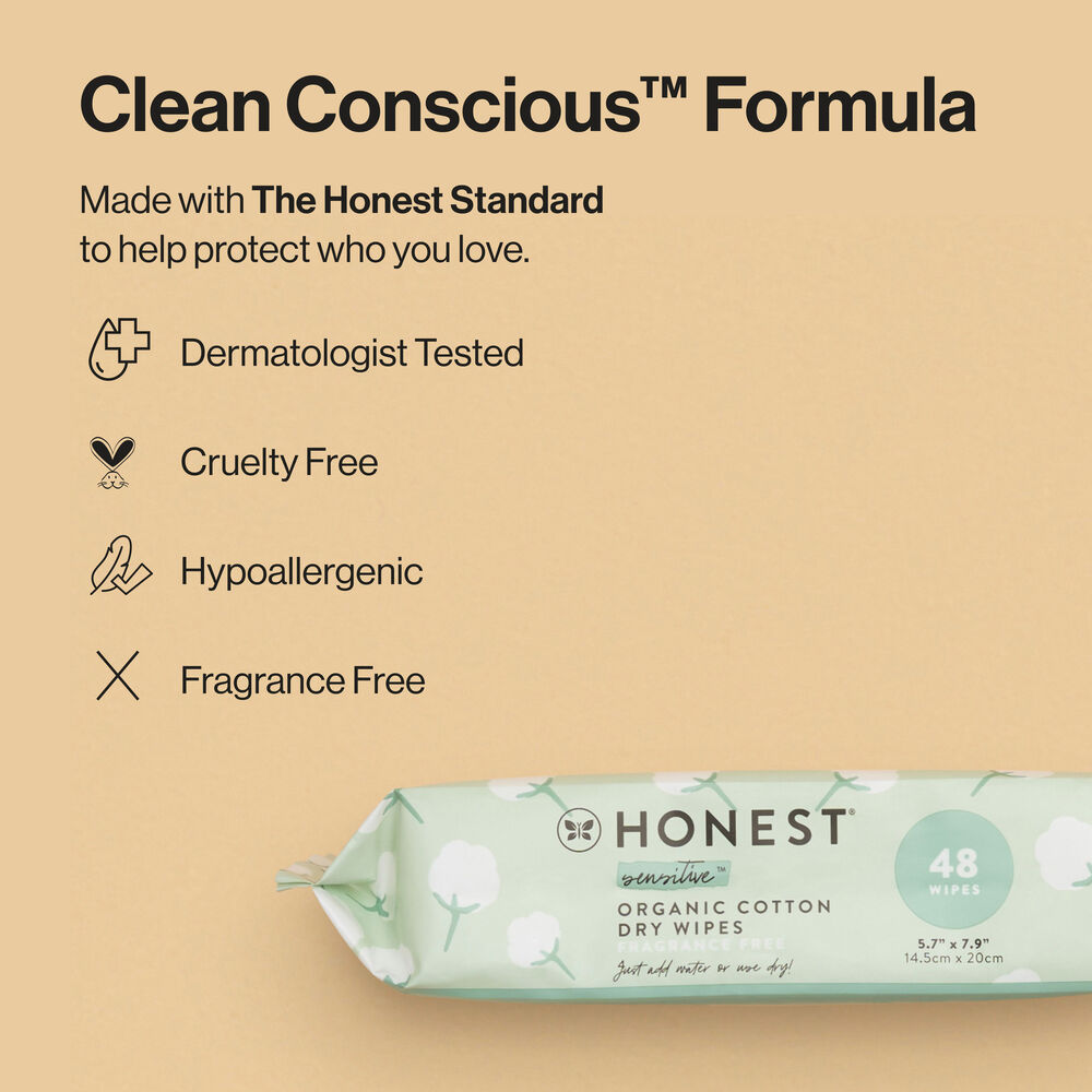 Honest Dry Wipes, 48 Count