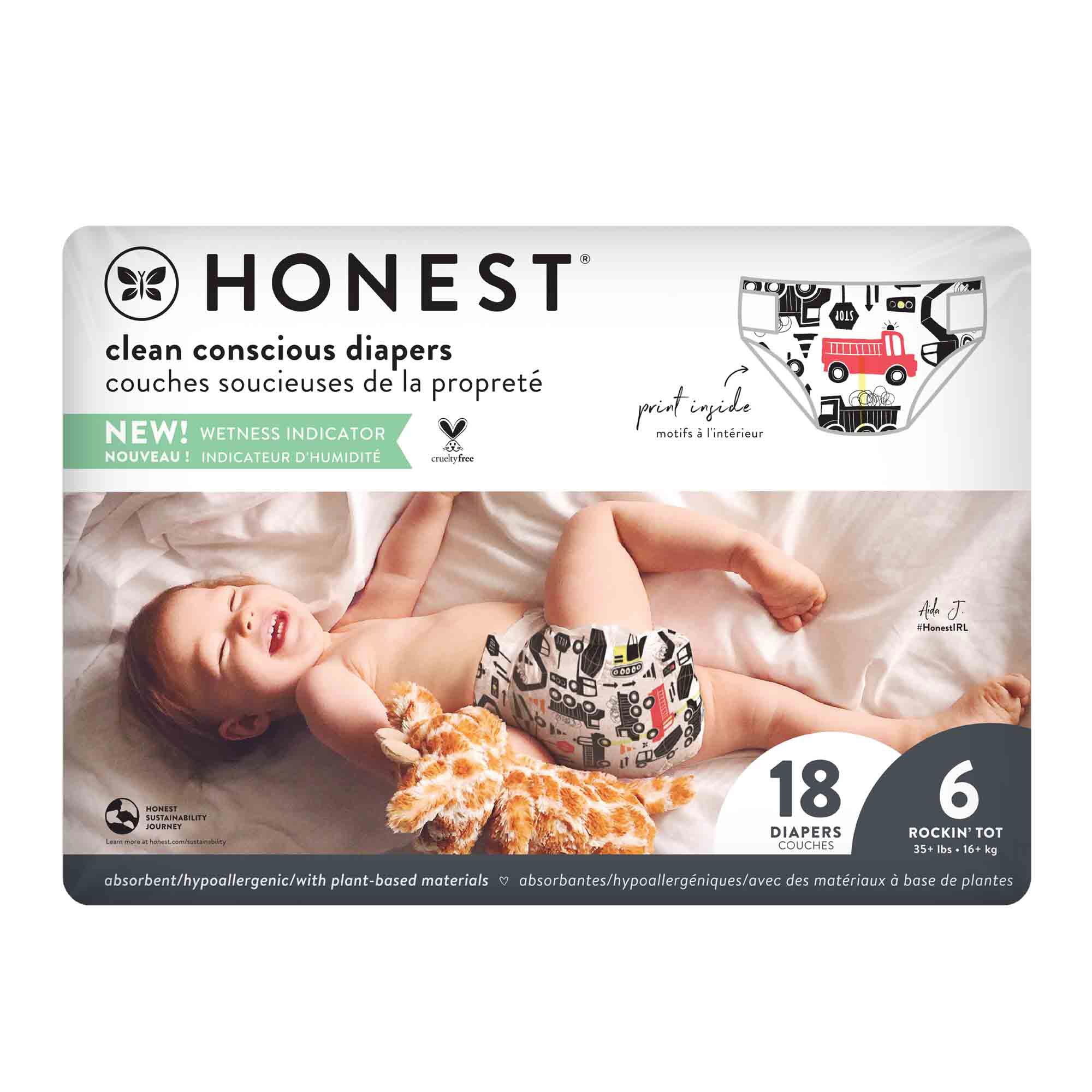 Clean Conscious Diaper, Big Trucks, Size 6