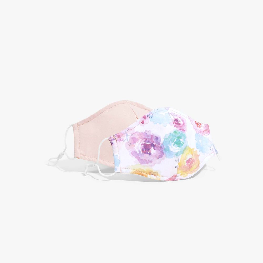 Kids Cotton Face Masks, 2-Pack, Rose Blossom