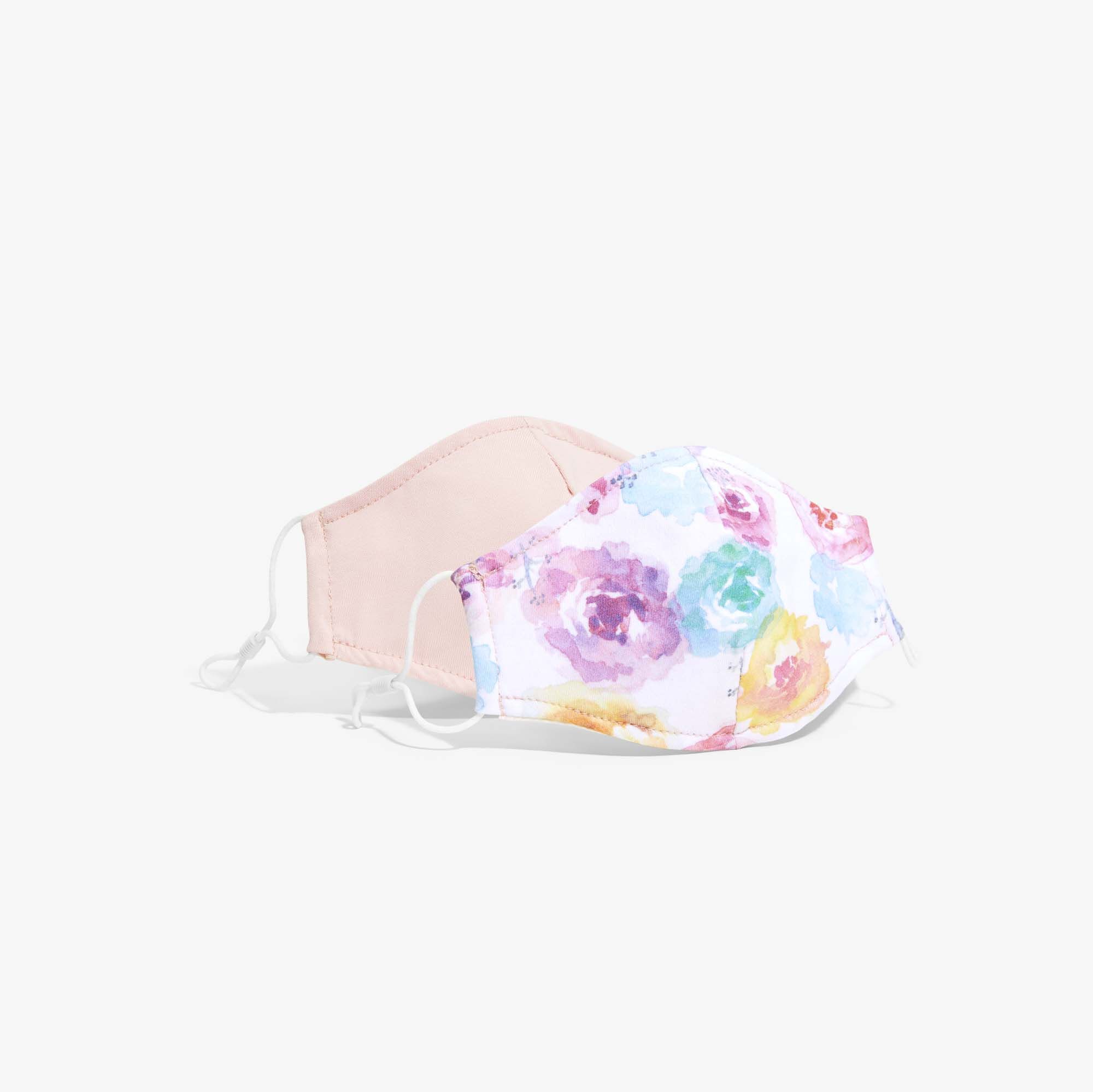 Kids Cotton Face Masks, 2-Pack, Rose Blossom