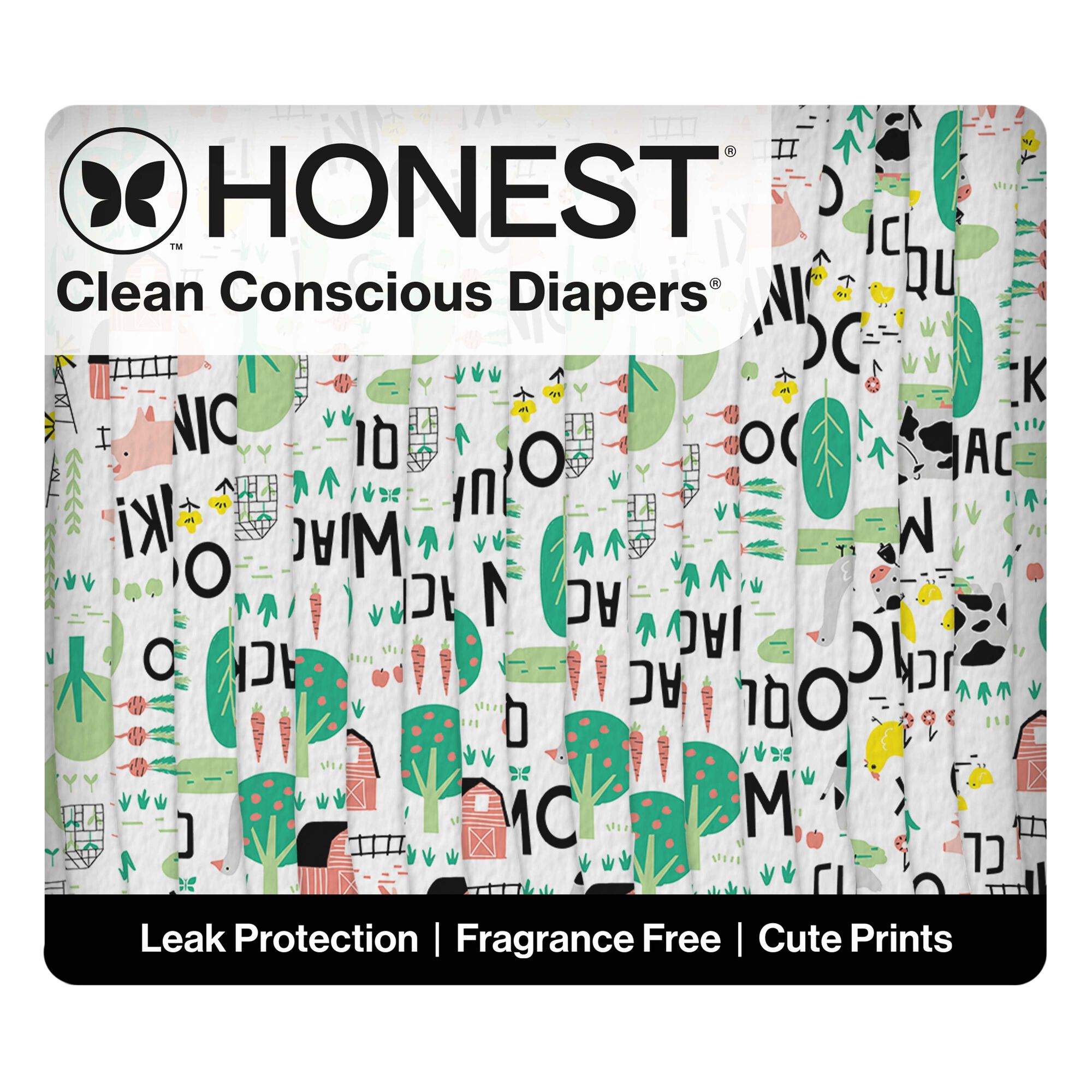 Honest Clean Conscious Diaper, Barnyard Babies, Size 1