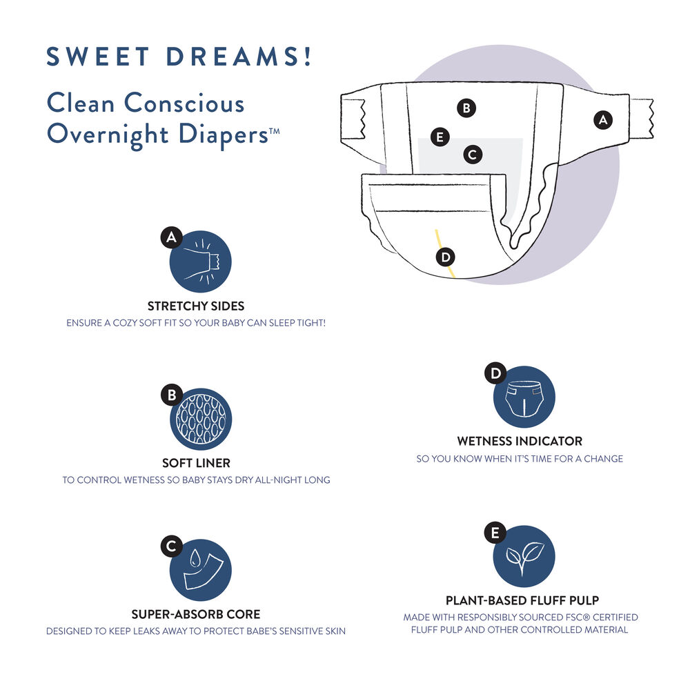 Overnight Diapers, Cozy Cloud, Size 6