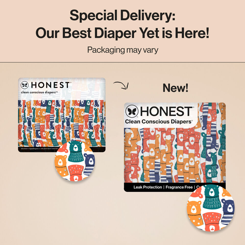 Honest Clean Conscious Diaper®, Beary Cool, Size 6