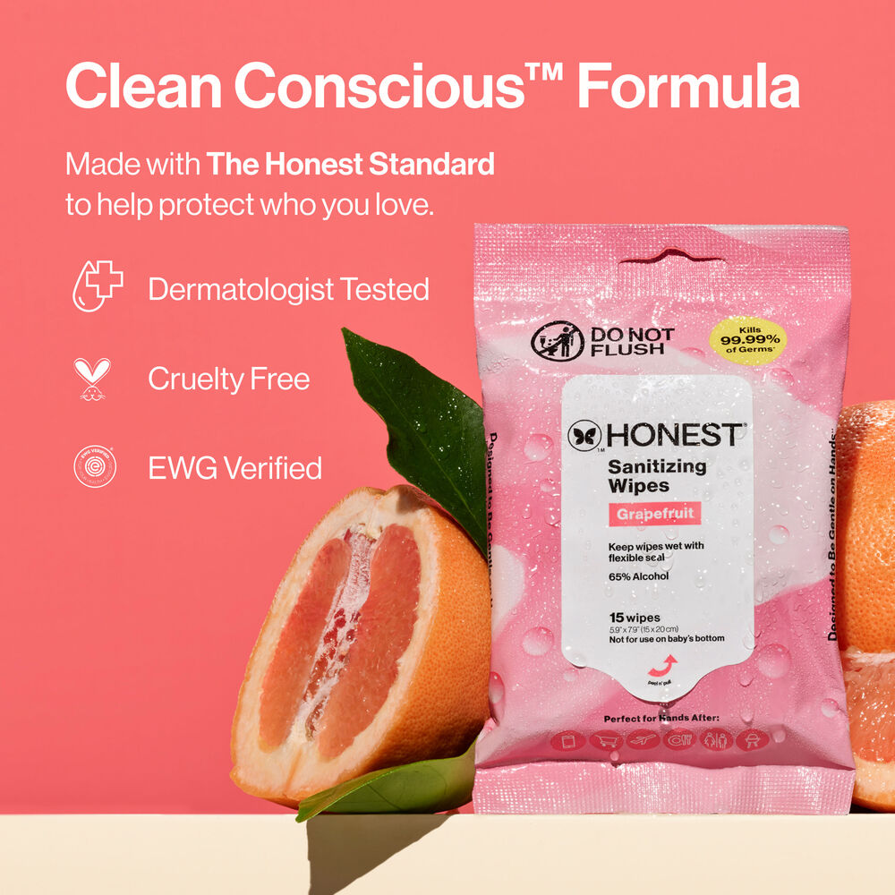 Sanitizing Alcohol Wipes, 15 Count, Grapefruit Grove