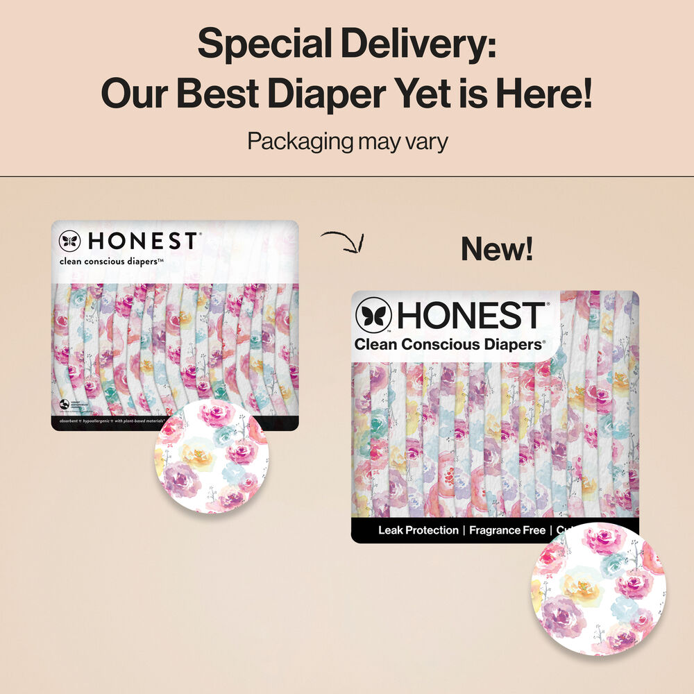 Honest Clean Conscious Diaper Box, Rose Blossom + Tutu Cute, Size 1
