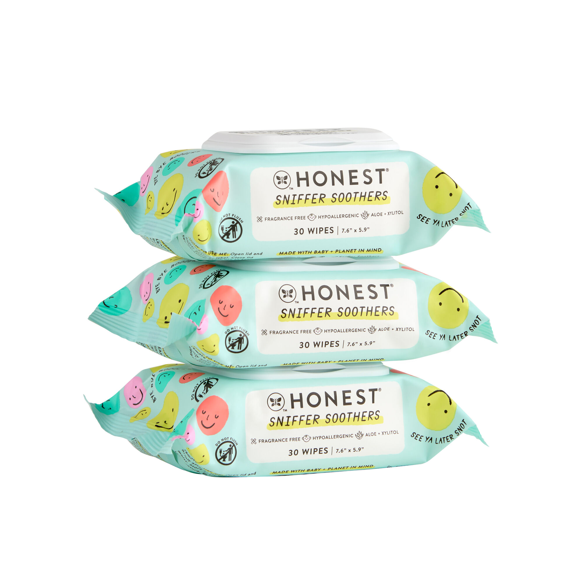Sniffer Soothers Nose + Face Wipes, 90 Count