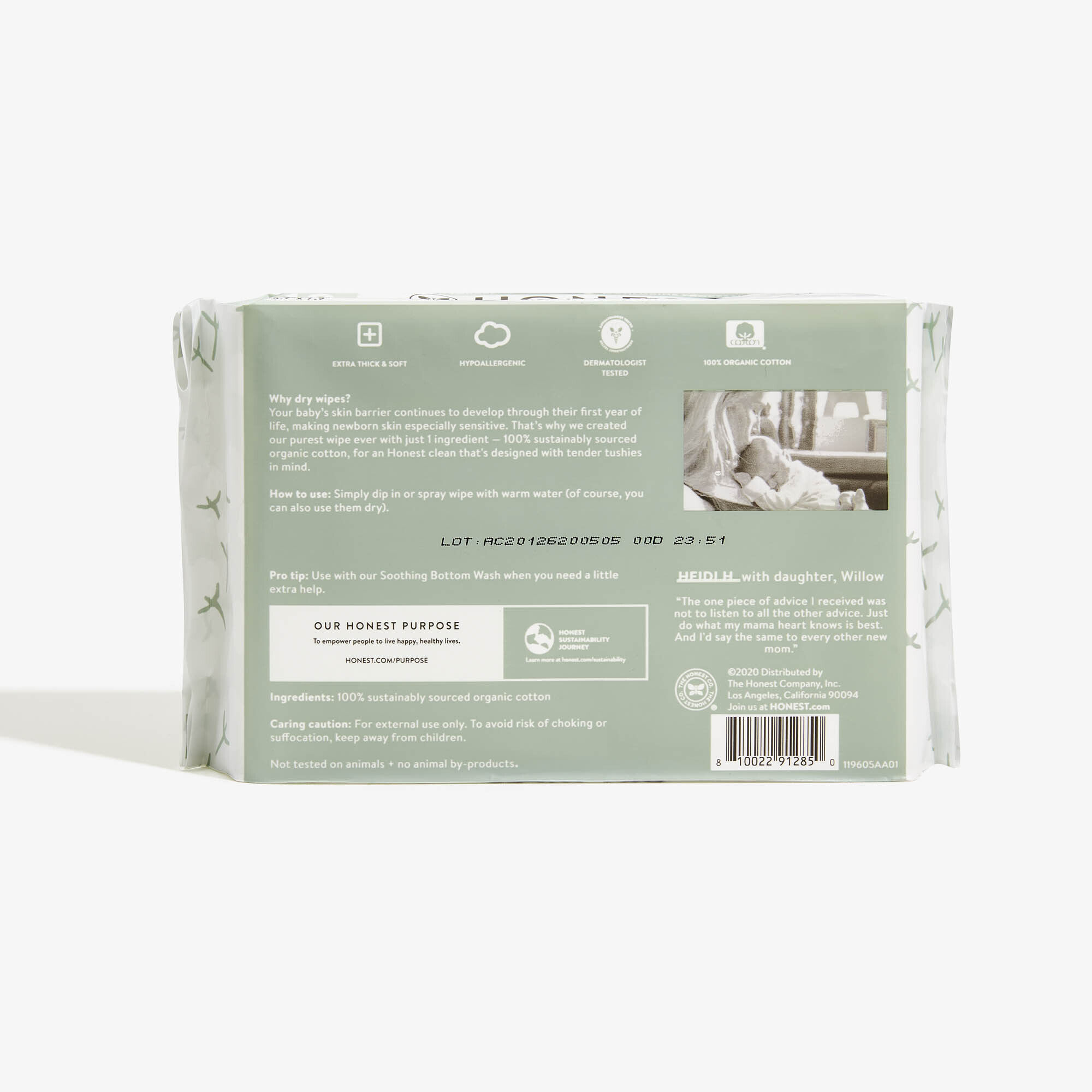 Honest Dry Wipes, 48 Count