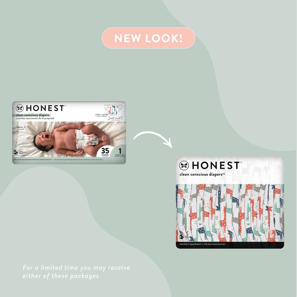 Clean Conscious Diaper, Multi-Colored Giraffes, Size 2