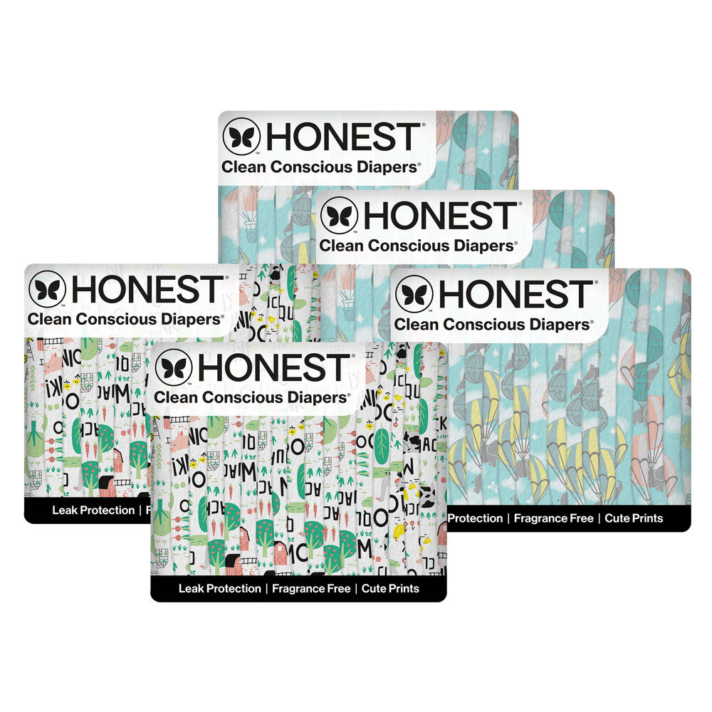 Honest Clean Conscious Diaper Box, Above it All + Barnyard Babies, Size 1