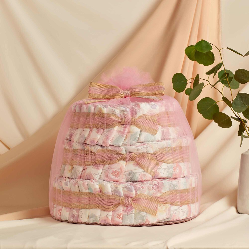 Diaper Cake, Rose Blossoms, Deluxe