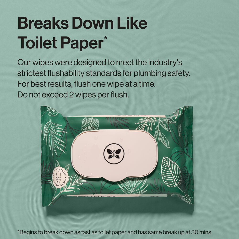 Flushable Wipes, Tropical Leaves, 336 Count