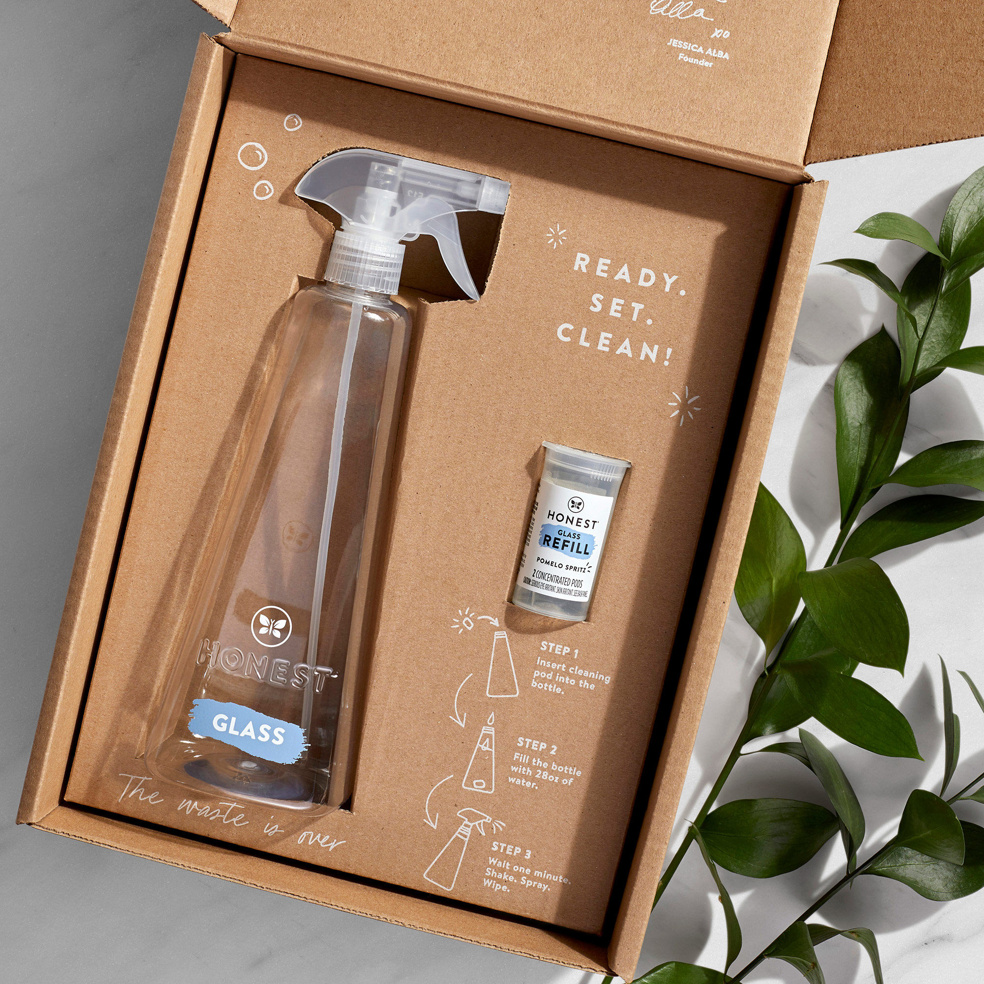 Glass Refillable Cleaning Kit, Starter Set