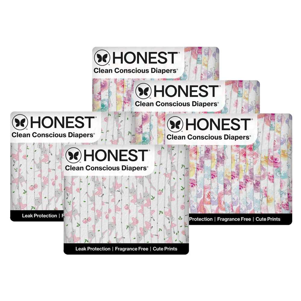 Honest Clean Conscious Diaper Box, Rose Blossom + Tutu Cute, Size 1