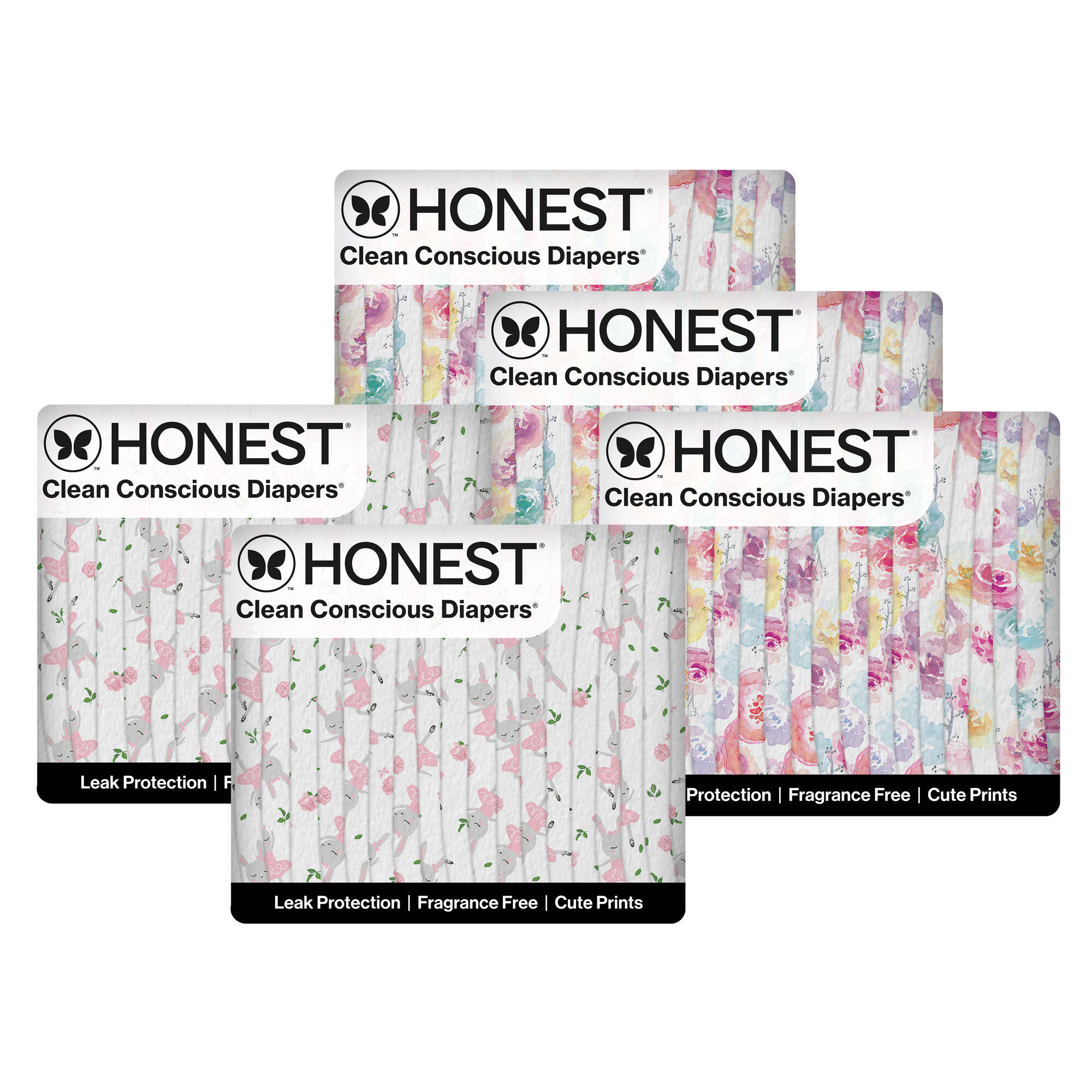 Honest Clean Conscious Diaper Box, Rose Blossom + Tutu Cute, Size 1