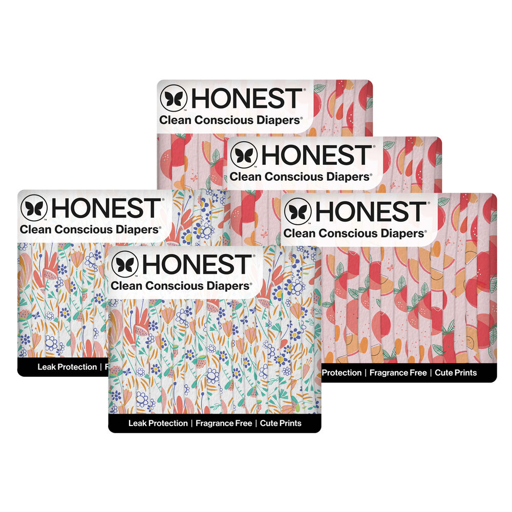 Honest Clean Conscious Diaper Box, Just Peachy + Flower Power, Size 3