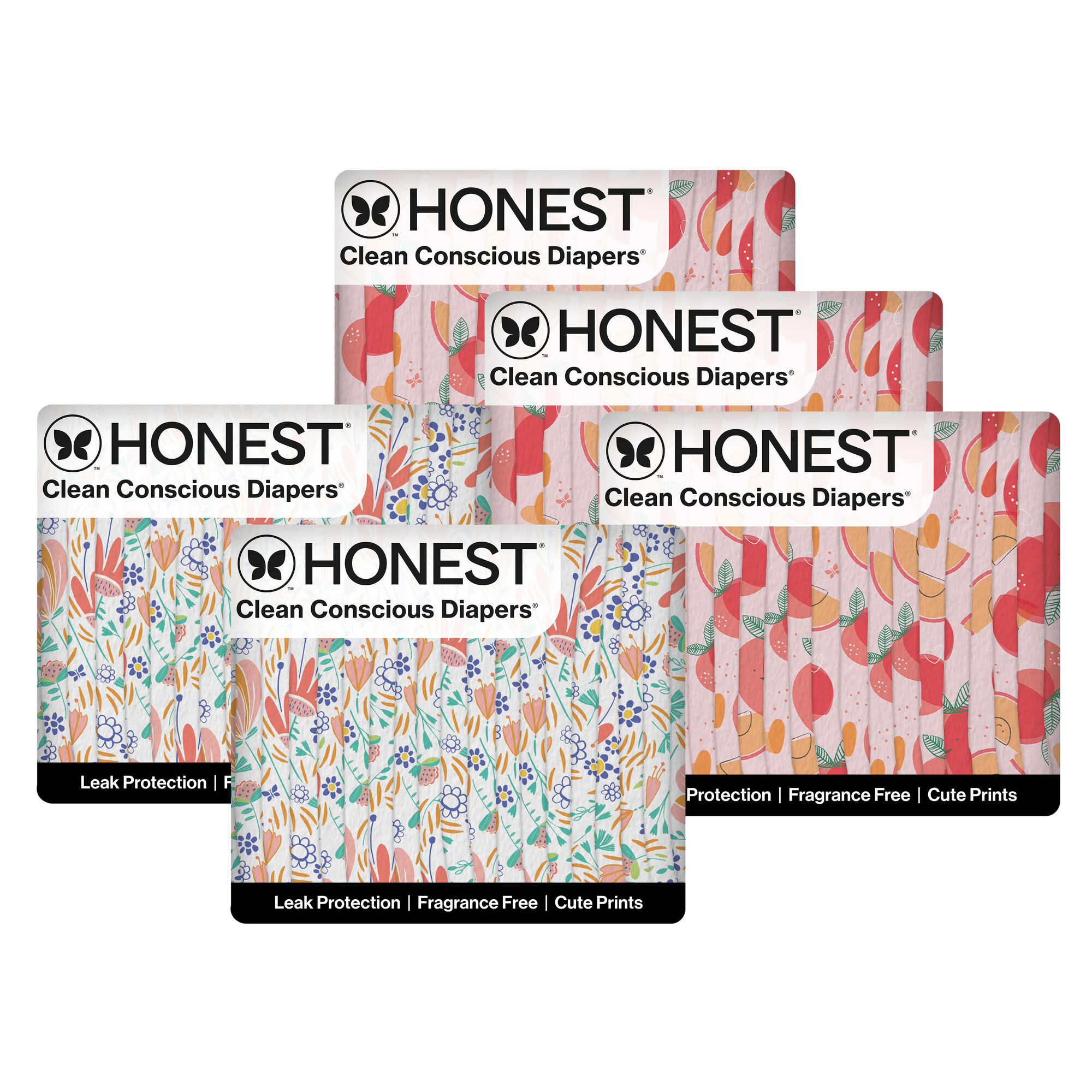Honest Clean Conscious Diaper Box, Just Peachy + Flower Power, Size 3