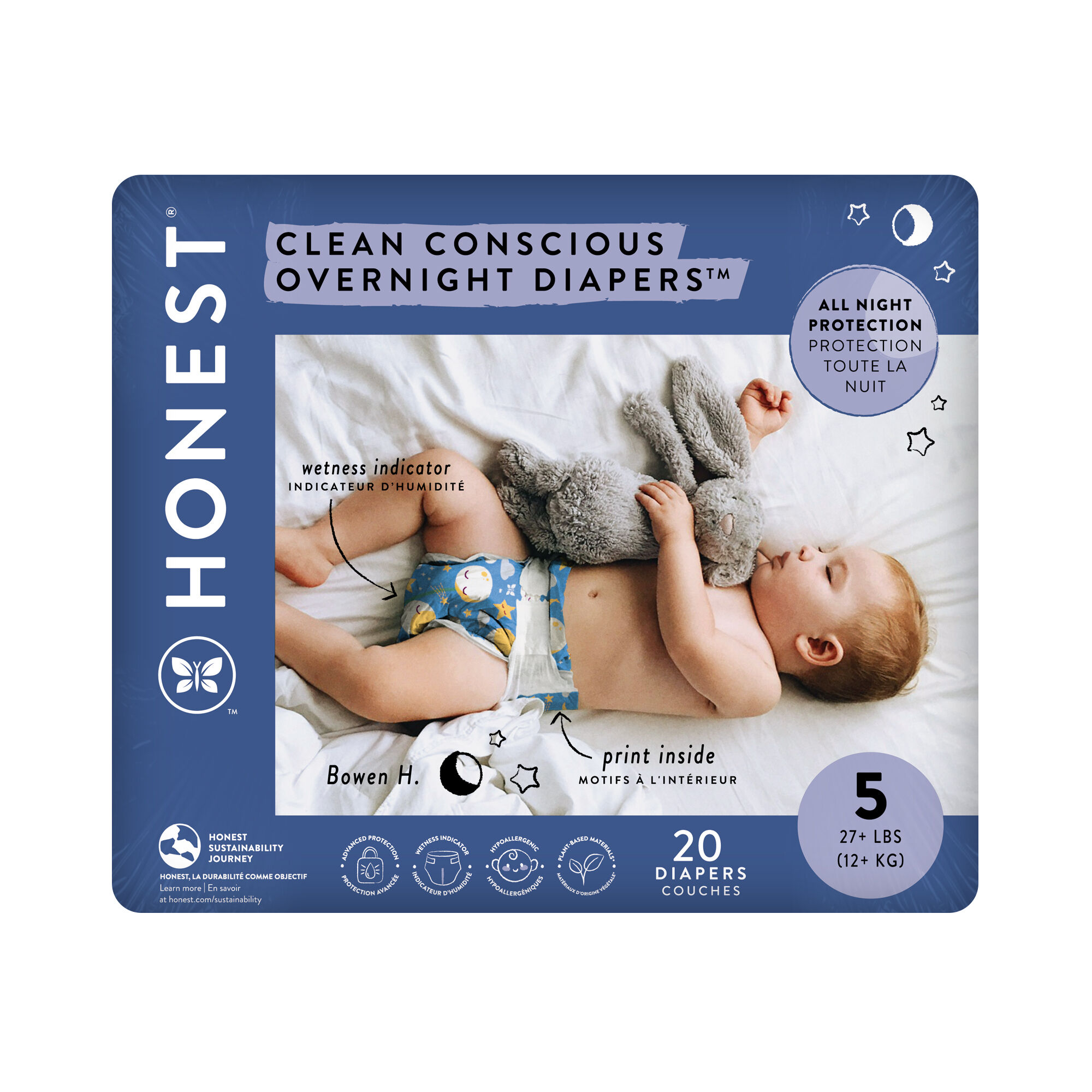 Overnight Diapers, Cozy Cloud, Size 5
