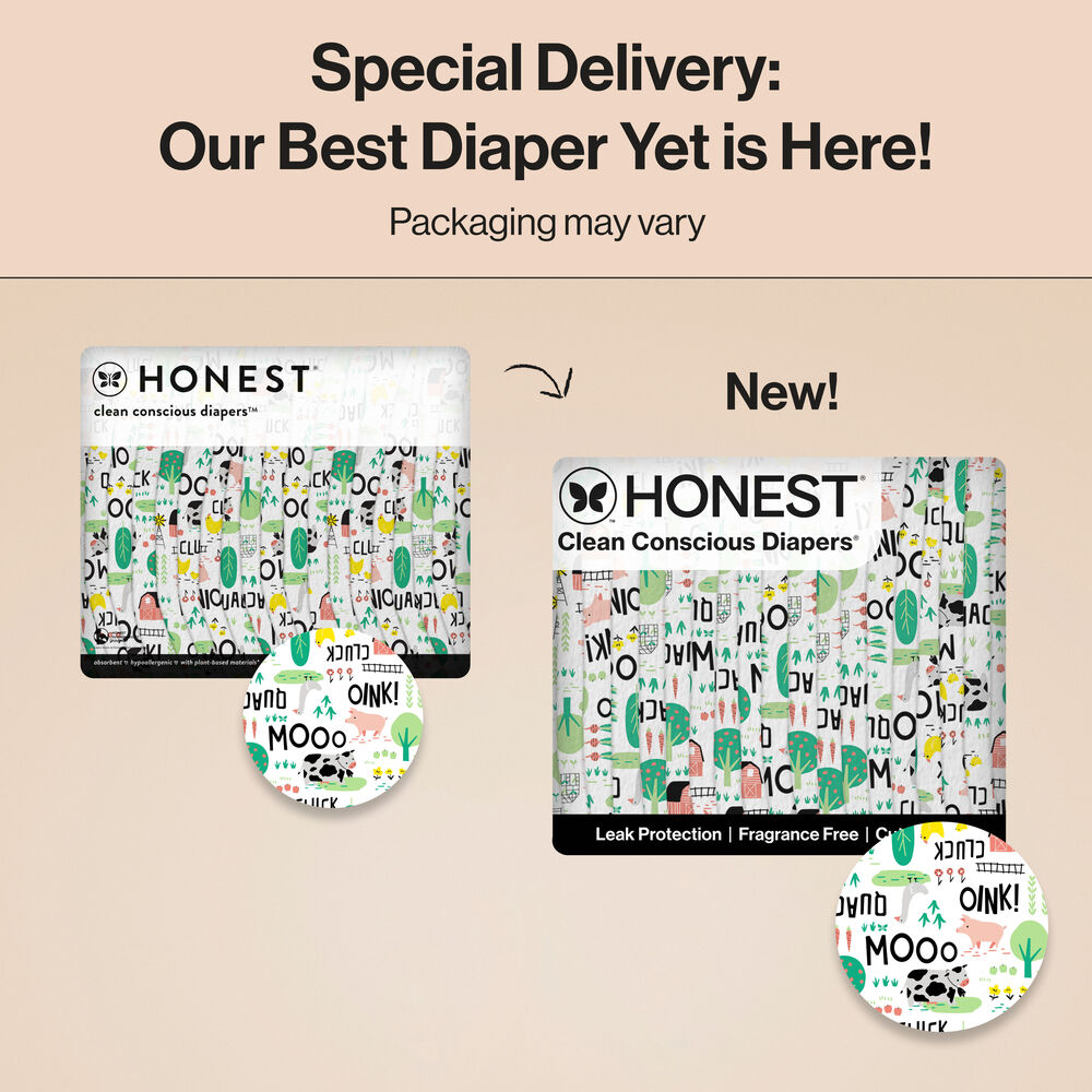 Honest Clean Conscious Diaper Box, Above it All + Barnyard Babies, Size 1