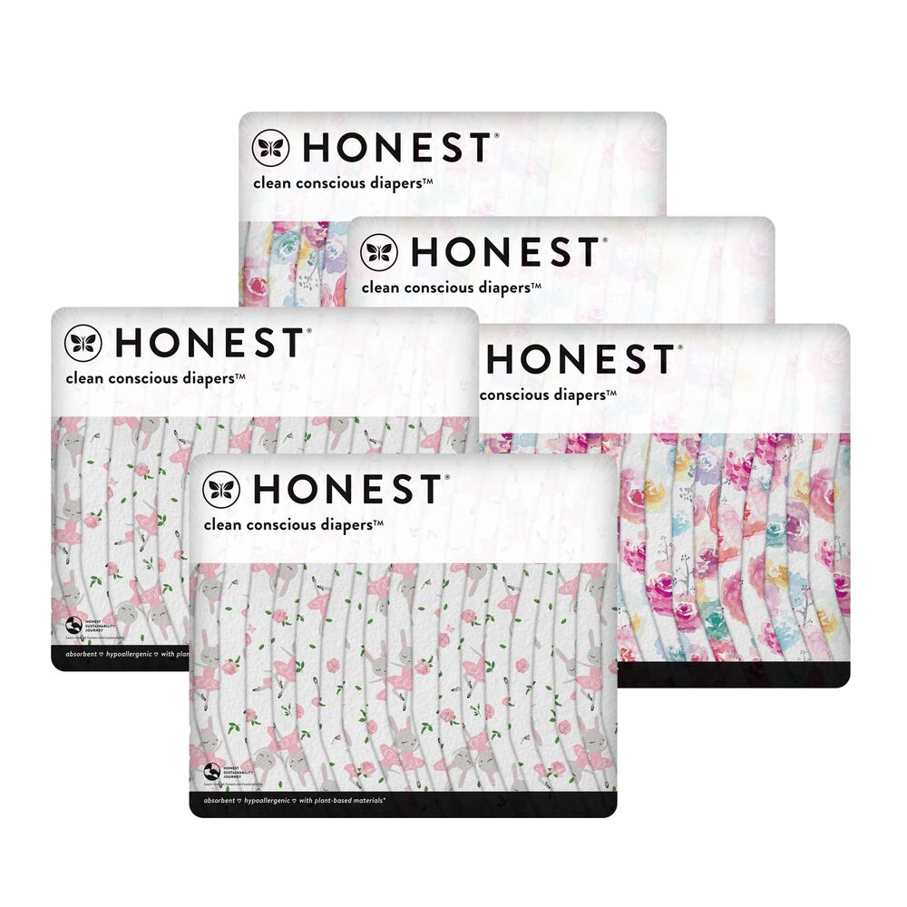 Clean Conscious Diaper Box, Rose Blossom + Tutu Cute, Size 1