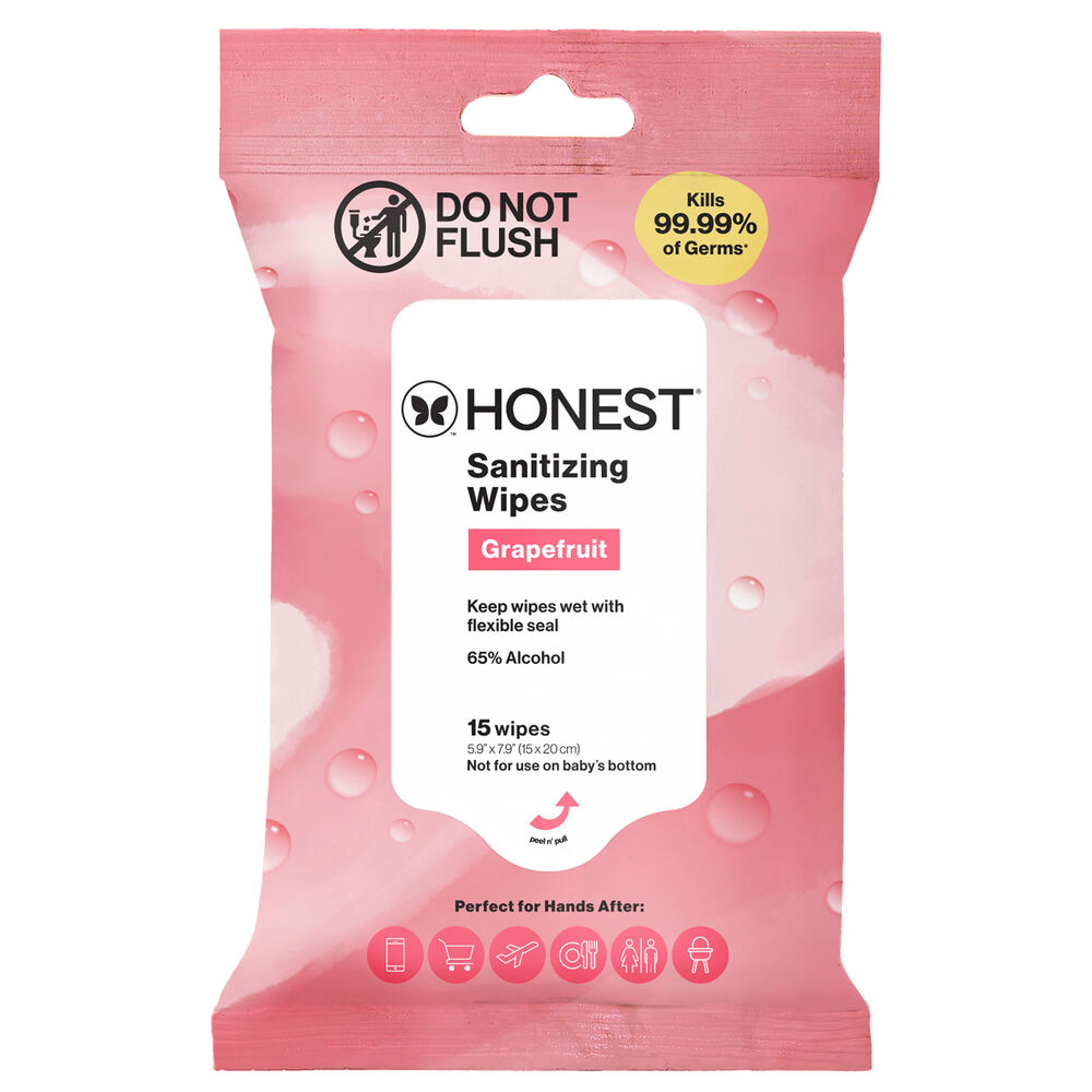 Sanitizing Alcohol Wipes, 15 Count, Grapefruit Grove