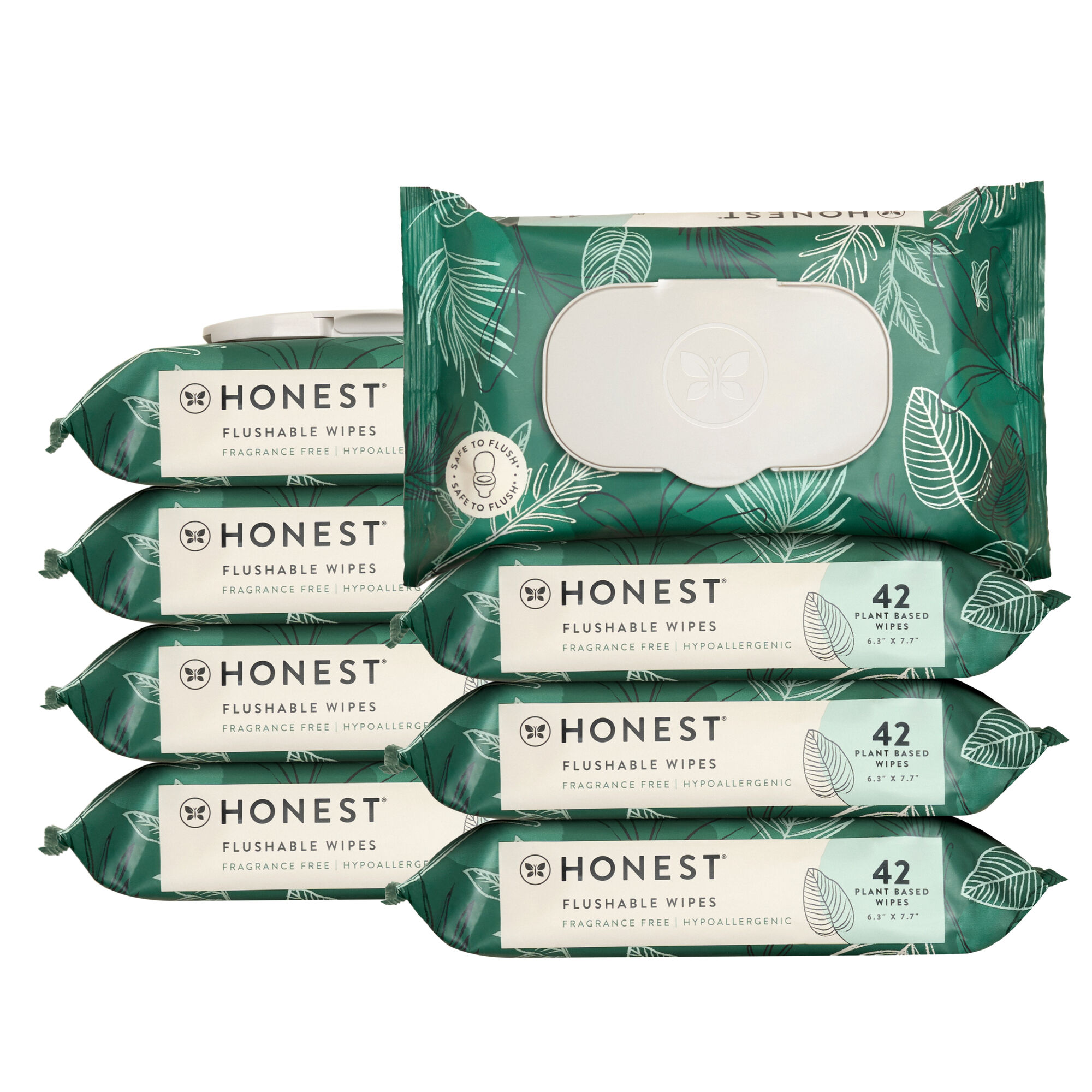 Flushable Wipes, Tropical Leaves, 336 Count