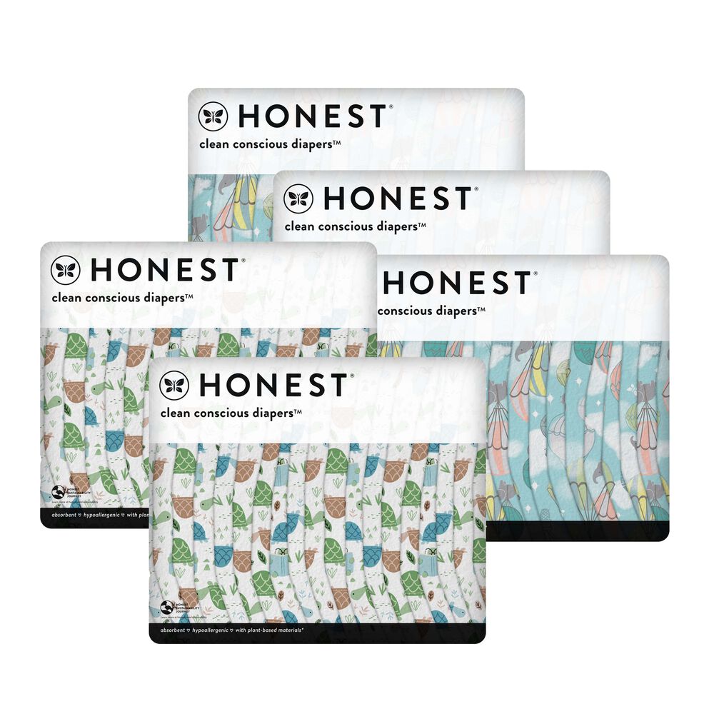 Clean Conscious Diaper Box, Above it All + Turtle Time, Size 2