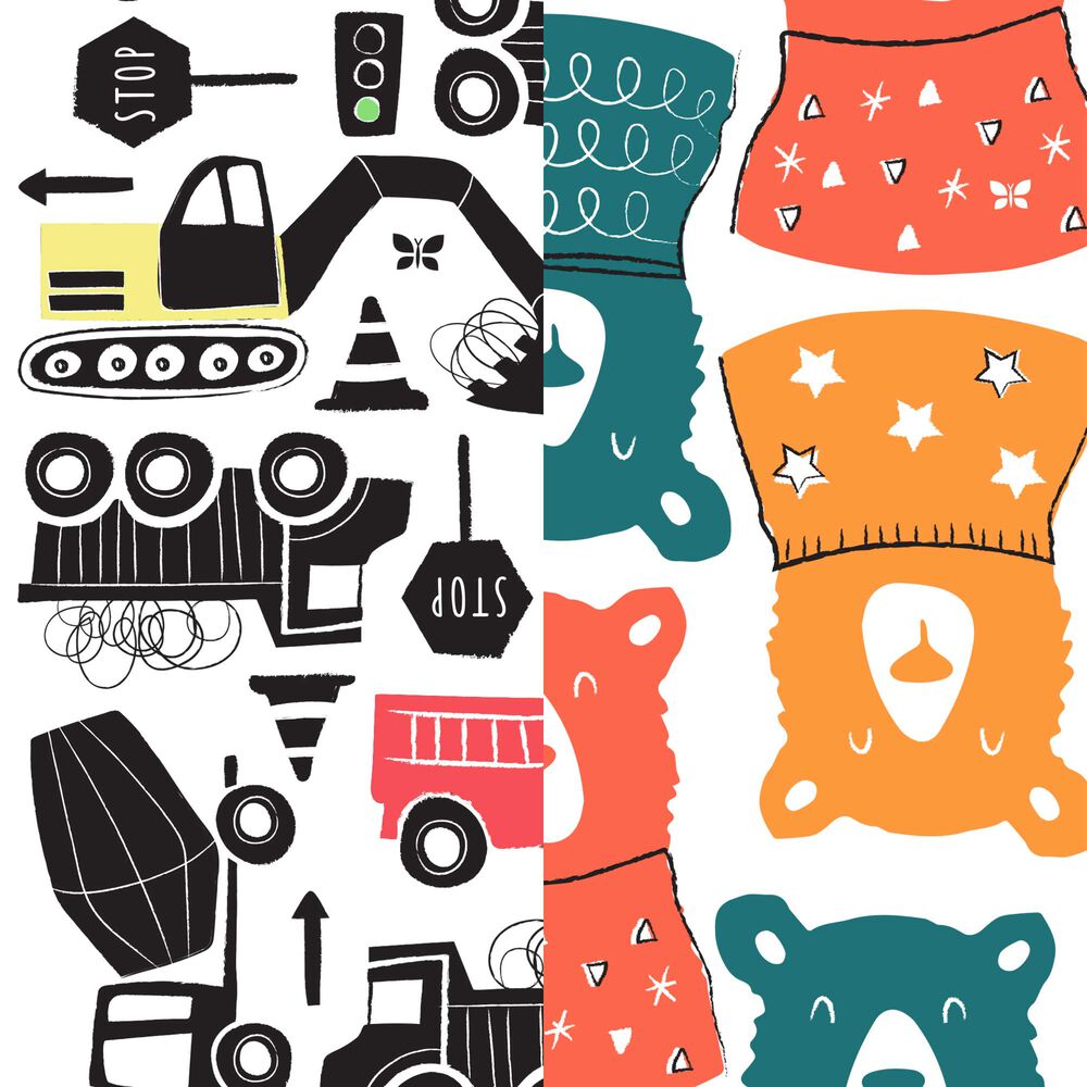 Clean Conscious Diaper Box, Big Trucks + Beary Cool, Size 5