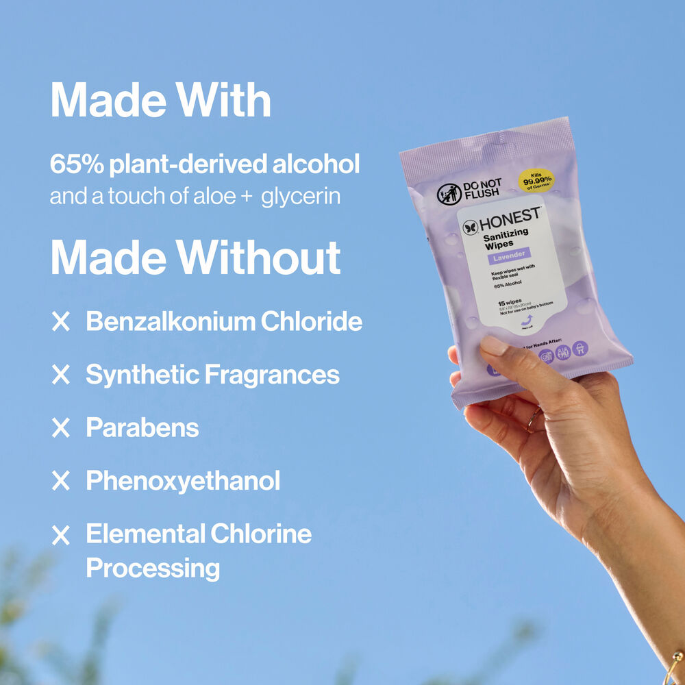 Sanitizing Alcohol Wipes, 15 Count, Lavender Field