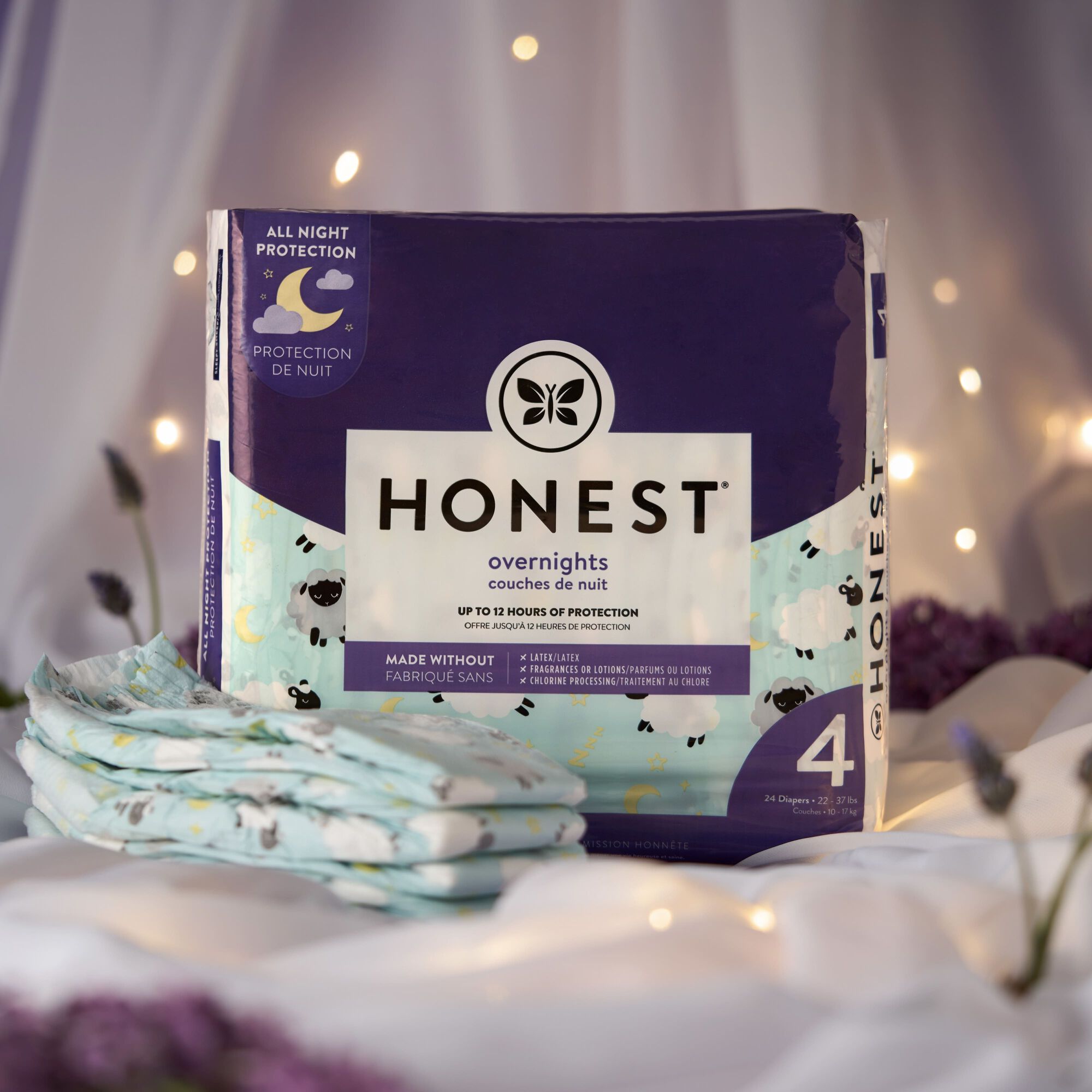 Honest Disposable Overnight Diaper Size 6 (35+lbs) - Sleepy Sheep