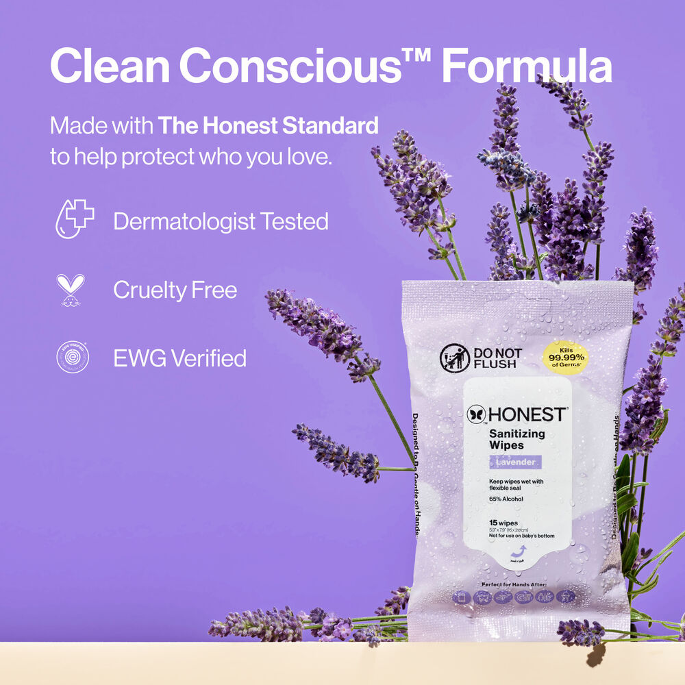 Sanitizing Alcohol Wipes, 15 Count, Lavender Field