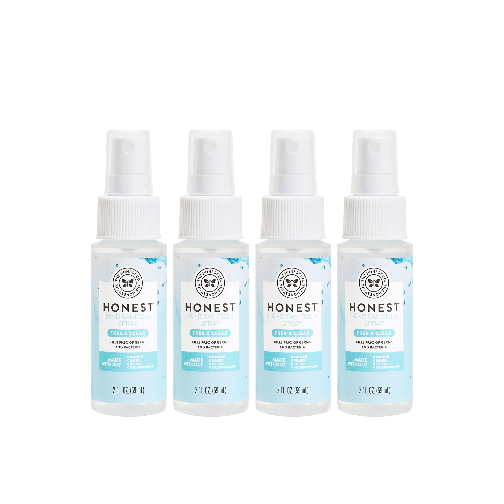 Hand Sanitizer Spray, Free + Clear, 4Pack Honest
