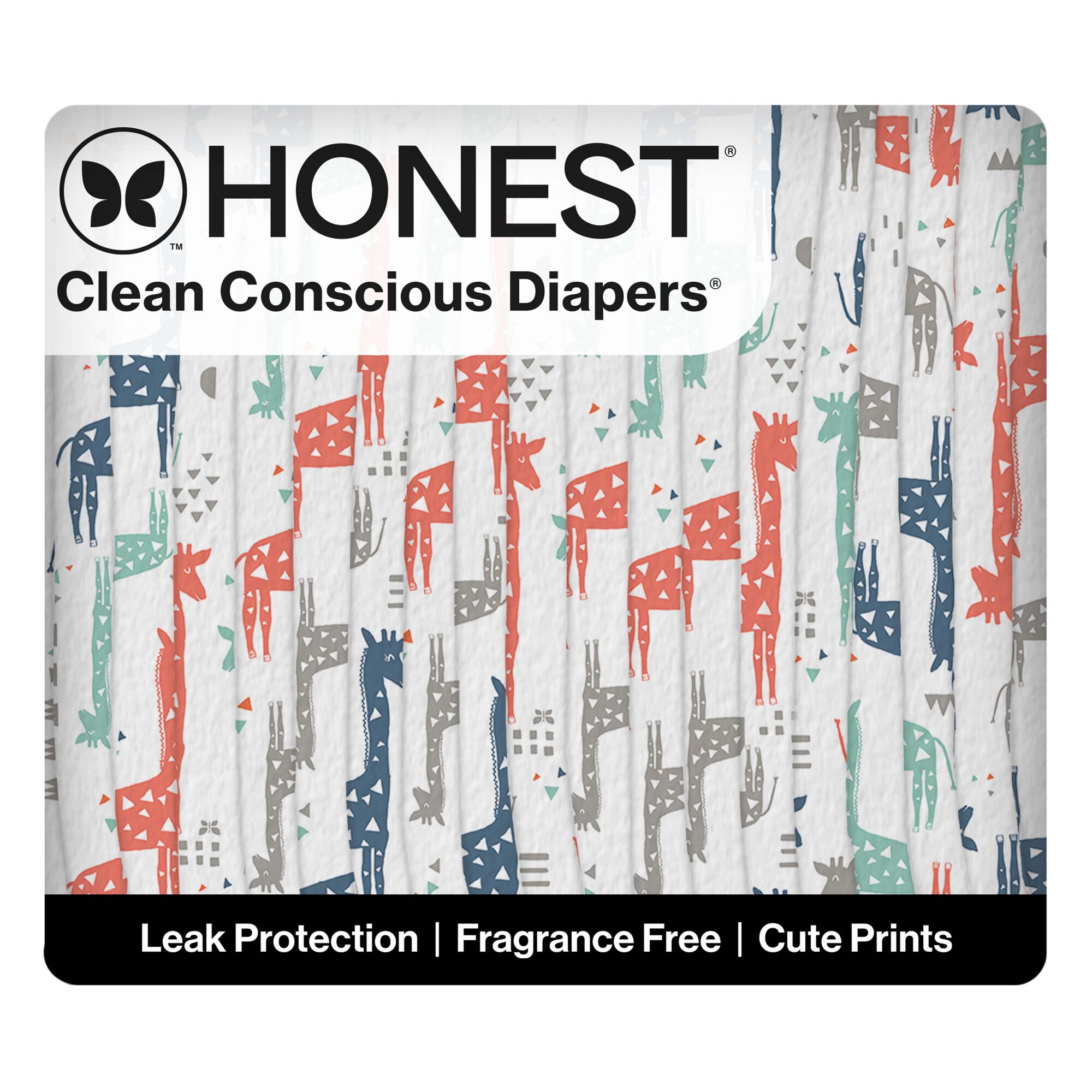 Honest Clean Conscious Diaper®, Multi-Colored Giraffes, Size 2