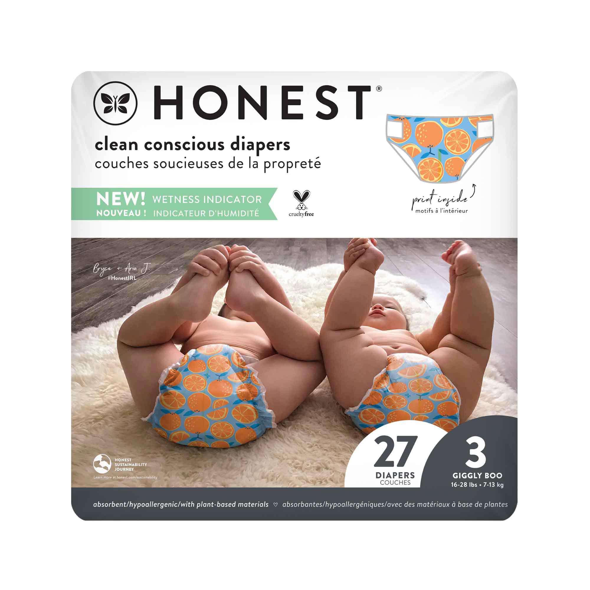 Honest Wetness Indicator Diapers Plant Based Fragrance Free