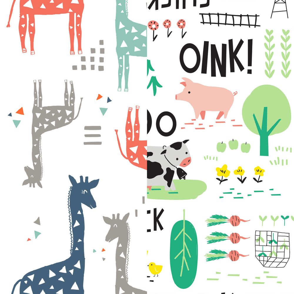 Clean Conscious Diaper Box, Multi-Colored Giraffes + Barnyard Babies, Size NB