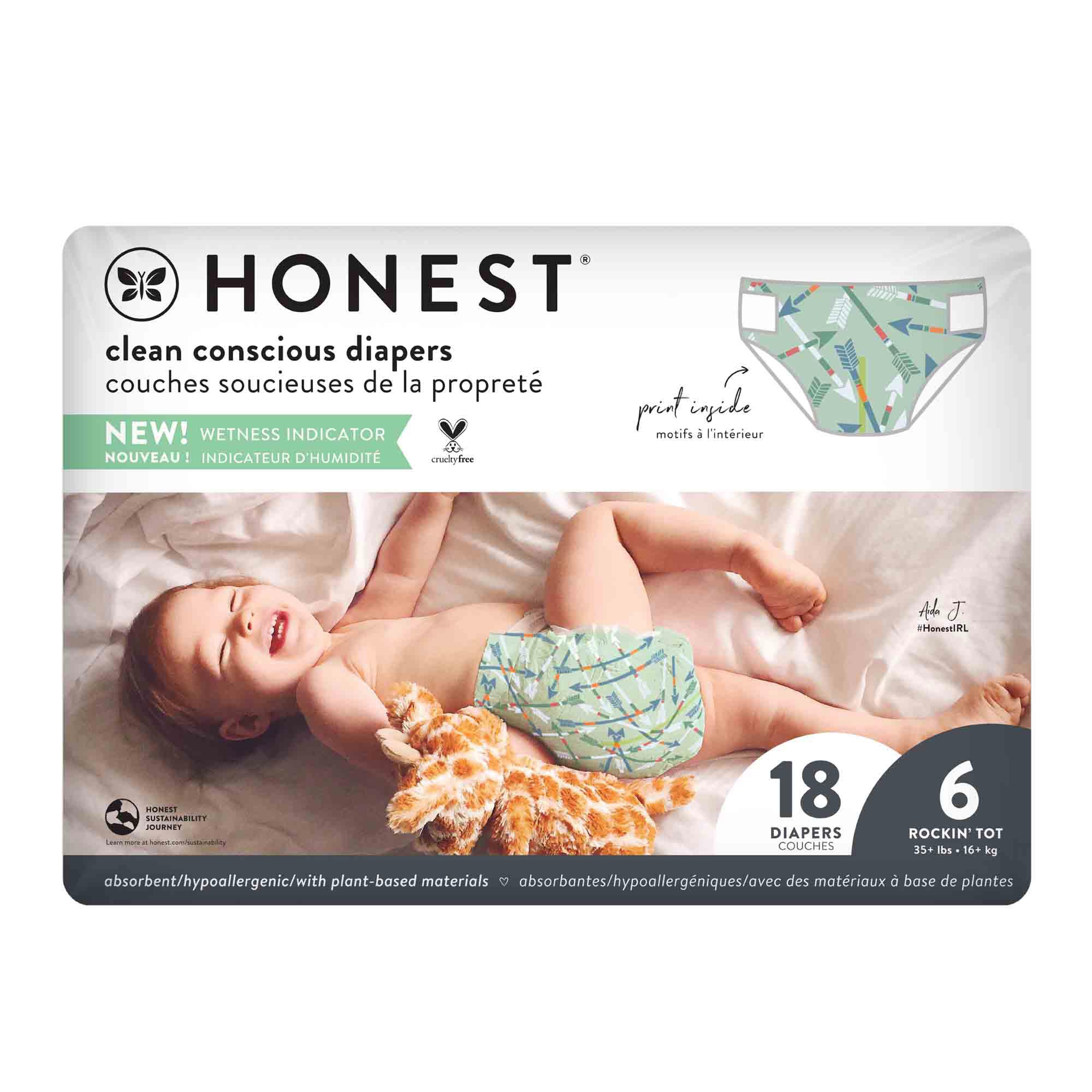 Wetness Indicator Diapers PlantBased & FragranceFree Honest