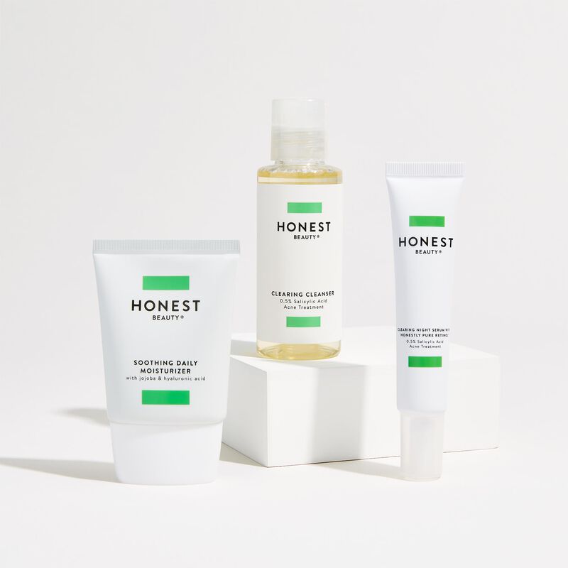 Clearing Acne Regimen Kit with cleanser, serum, and moisturizer
