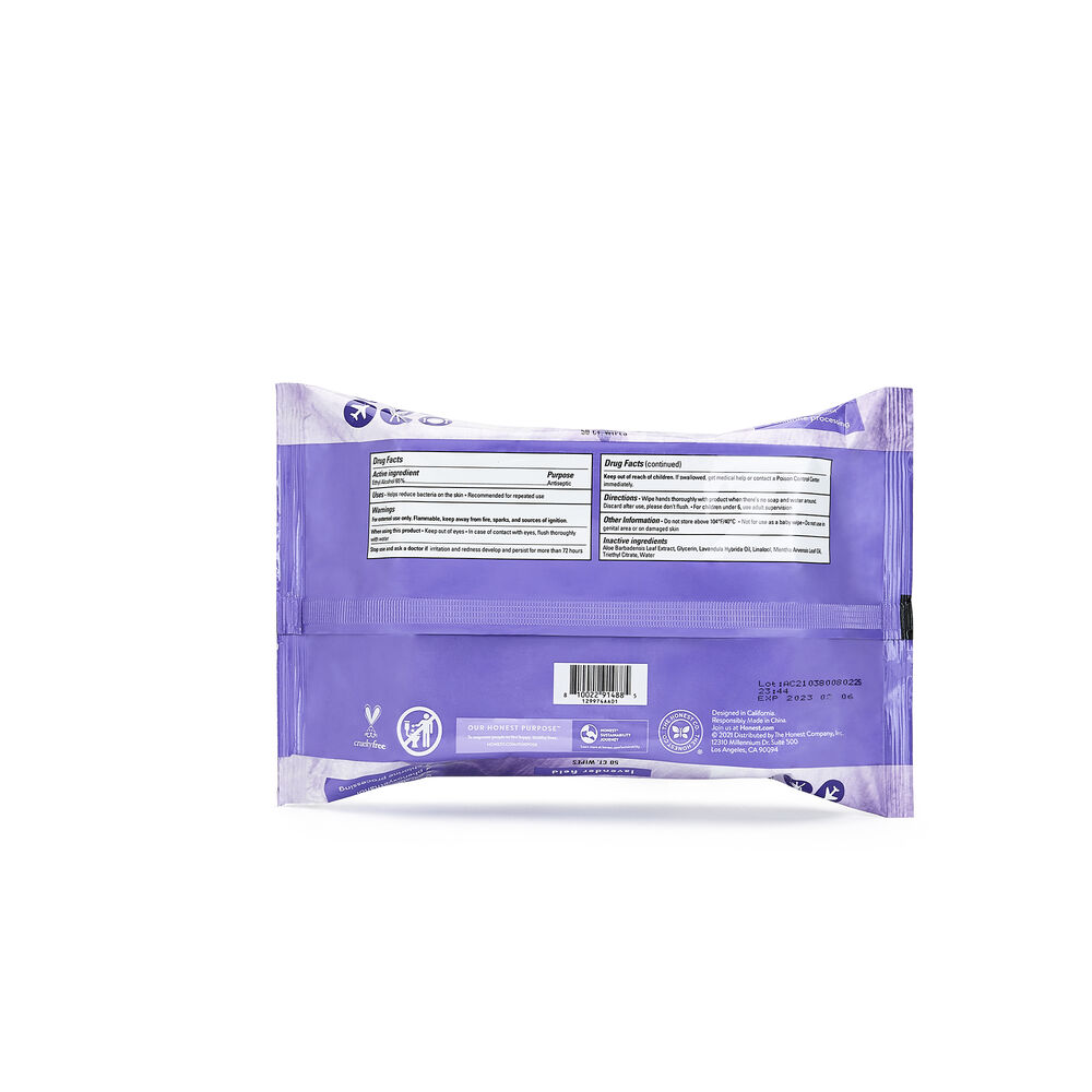 Sanitizing Alcohol Wipes, 50 Count, Lavender Field