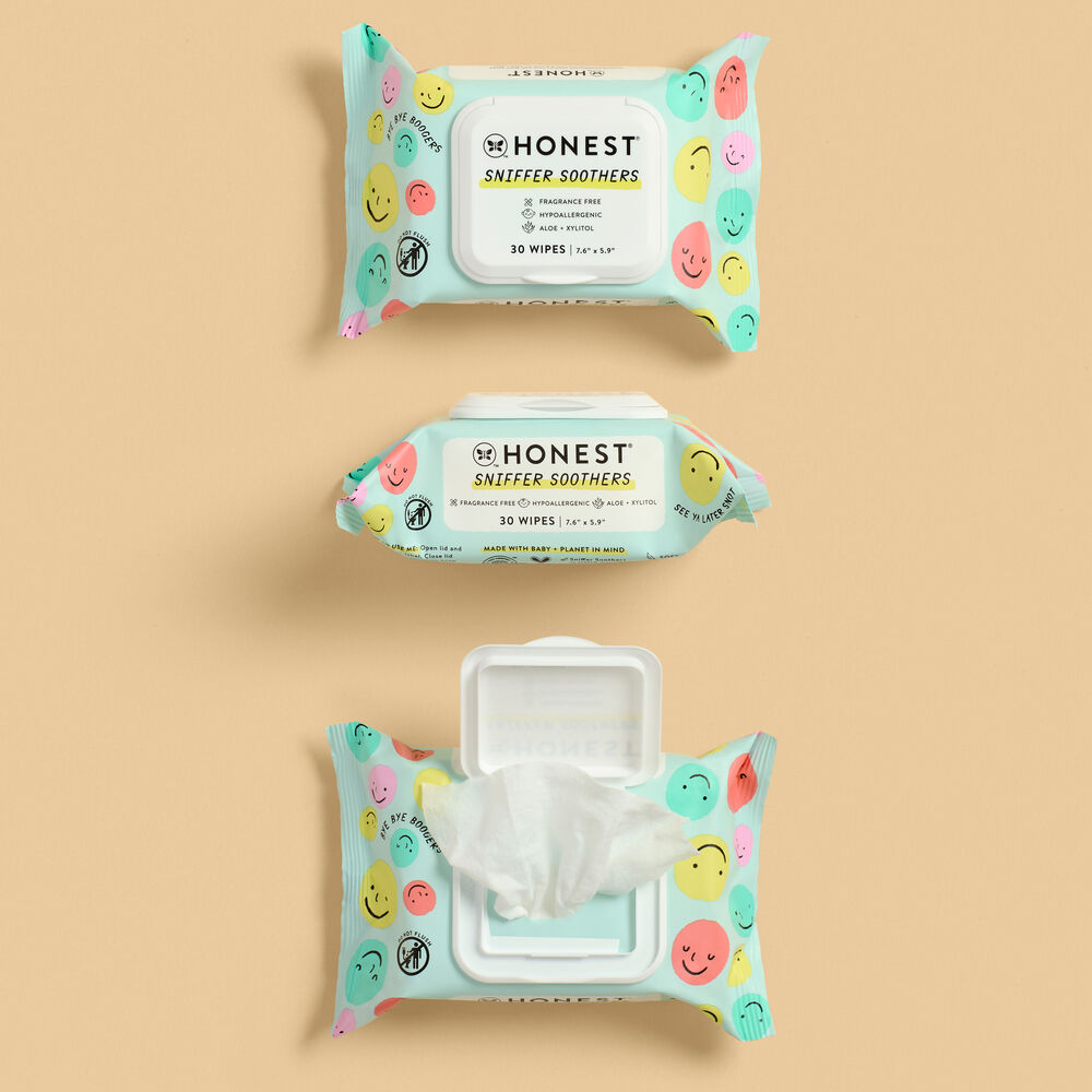 Sniffer Soothers Nose + Face Wipes, 90 Count